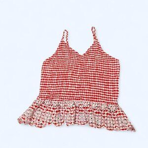 Sim & Sam Ruched Red Plaid Country-Inspired Top Adorable red plaid top from Sim